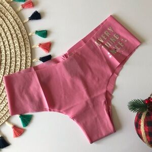 Victoria's Secret PINK No Show Cheekster Panty Pink "Every Thing Nice" Graphic